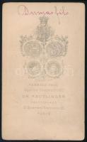 cca 1870 Ifj. Alexandre Dumas (1824-1895) francia író, keményhátú fotó Reutlinger műterméből, 10,5×6...