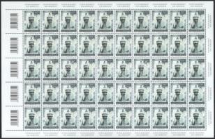 2013 Idegenforgalom teljes ív, a vonalkódnál fogazási különlegesség + ívszéli felirat (elméleti katalógus érték 40.000)