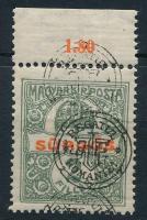 Nagyvárad 1919 Sürgős kettős felülnyomással (gumihiba, ránc) / Mi 20 II. with double overprint (gum disturbance, crease) Signed: Bodor