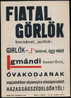 "Fiatal Görlök (...)", Igmándi keserűvíz kisplakát, papír, Globus-Nyomda, Bp., 24×17 cm