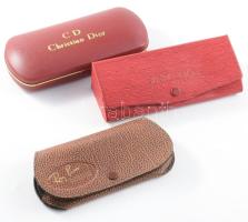 3 darab szemüveg tok, közte Ray Ban, Christian Dior.