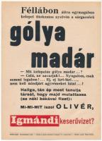 "Gólya madár (...)", Igmándi keserűvíz kisplakát, papír, Globus-Nyomda, Bp., lapszéli egészen apró szakadással, 24×17 cm