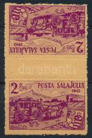Zilah II. 1945 2P ívközéprészes párban "felhő" tévnyomattal / pair with plate variety Signed: Bodor