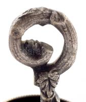 Antik jelzett ezüstözött sóborstartó, kopással, 10x9 cm