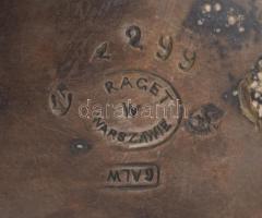 Antik jelzett ezüstözött sóborstartó, kopással, 10x9 cm