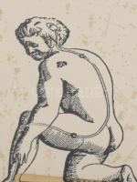 Olvashatatlan jelzéssel: Levél. Szitanyomat, kollázs (tarokk kártya), papír, üvegezett fakeretben, 2...