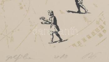 Olvashatatlan jelzéssel: Levél. Szitanyomat, kollázs (tarokk kártya), papír, üvegezett fakeretben, 2...