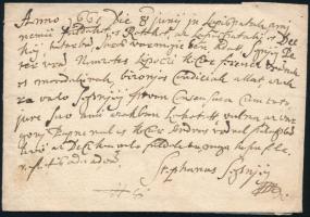 1661 Sennyey István saját kézzel írt sorai lapispataki (Felvidék) birtokairól