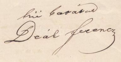 1870 Deák Ferenc (1803-1876) miniszter autográf levele nevelő ajánlása ügyében, másfél beírt oldalon