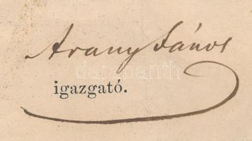 1861 Nyugtatvány Arany János (1817-1882) költő, a Kisfaludy társaság igazgatója által kitöltve és al...