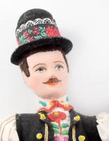 Kalocsai népviseletbe öltöztetett baba pár, m: 43 cm