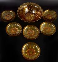 Borostyánszínű köretes készlet, 6 darab tállal, d: 15-25 cm