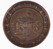 cca 1900-1920 Hortobágyi csikósok - nagyméretű masszív nehéz bronz falitál, d: 39 cm, nehéz!