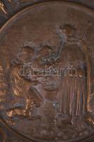 cca 1900-1920 Hortobágyi csikósok - nagyméretű masszív nehéz bronz falitál, d: 39 cm, nehéz!