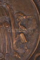 cca 1900-1920 Hortobágyi csikósok - nagyméretű masszív nehéz bronz falitál, d: 39 cm, nehéz!