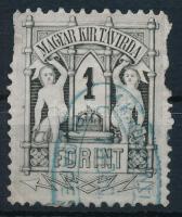 1874 Réznyomat Távírda 1Ft kék bélyegzéssel / blue cancellation (hiányzó fogak / missing perfs)