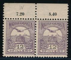 1904 Turul 12f ívszéli pár számvízjellel / number in the watermark