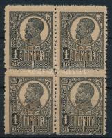 Kolozsvár 1920 Ziaristi Újságírók 1Bani magánkiadású négyestömb arany felülnyomással / private issue, block of 4