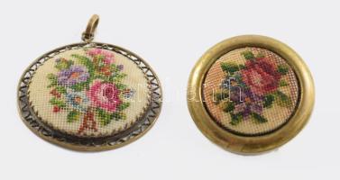 Goblein berakásos medál és bross, d: 4 cm alatt