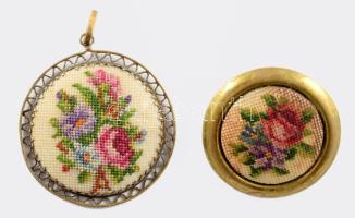 Goblein berakásos medál és bross, d: 4 cm alatt