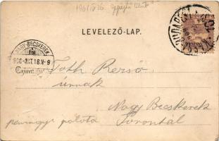 1900 Diósgyőr (Miskolc), várrom. Gedeon András kiadása + "KASSA - BUDAPEST 10. SZ." vasúti...