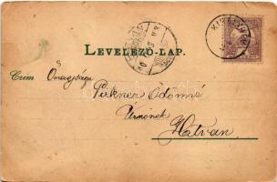 1900 Galánta, templom, kápolna, utca részlet. Szecessziós-virágos litho / church, chapel, street vie...