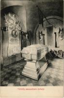 Késmárk, Kezmarok; Thököly mauzóleum, belső, szarkofág. Schmidt R. C. kiadása, Hollenzer L. felvétele / mausoleum, interior with sarcophagus