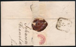 1864 1863-as 10kr és 2 x 1864-es 5kr (hátoldali eltépve) vegyes bérmentesítés ajánlott levélen / 186...