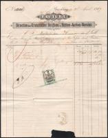 1869 5kr céges számlán, belül 5kr illetékbélyeggel / 5kr on receipt, 5kr fiscal stamp on the inside,...