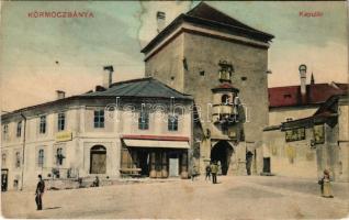 1913 Körmöcbánya, Kremnitz, Kremnica; Kapu tér, fürdőintézet, üzlet / gate, square, shop, spa (fl)