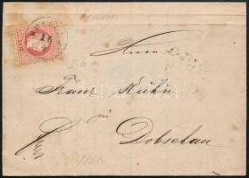 1868 5kr levélen, belül 5kr illetékbélyeg / on cover "EDELÉNY" - Dobsina