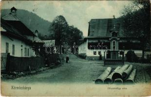 1911 Körmöcbánya, Kremnitz, Kremnica; Zólyomvölgy utca. Ritter Lipót J. kiadása / street view (kopott sarkak / worn corners)