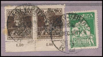 1919 Levél nagyváradi 20f párral és román segélybélyeggel Kolozsvárra küldve / Cover with pair and c...