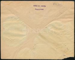 1919 Ajánlott levél 8 db kolozsvári felülnyomású bélyeggel Nagyszebenből Bukarestbe / Registered cov...