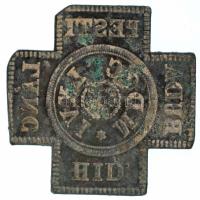 1866. "Budapesti Lánchíd" keresztalakú Cu híd bárca lyukasztás nélkül (30x29mm) T:XF