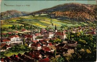 1912 Korompa, Krompach, Krompachy (Szepes); Fő tér, templomok. Balkány Simon kiadása / main square, churches (fa)