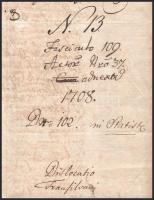 1708 Ipolykövesd, II. Rákóczi Ferenc fejedelem levele Bező (Bezovce, SK) helyiségben található legel...