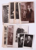 cca 1925-1955 Vegyes fotó tétel: elsőáldozási, esküvői fotók, csoportképek, gyerekek, összesen 26 db fotó és fotólap, vegyes méretben és állapotban