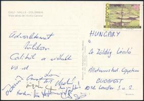 1975 Vízilabdázók által aláírt képeslap: Csapó Gábor, Konrád Ferenc, Horkai György, stb.