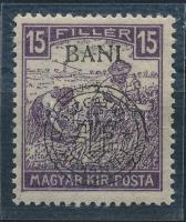 Kolozsvár 1919 Fehérszámú Arató 15f "hurkás kör" lemezhibával / Mi 31 I. with plate variety Signed: Bodor