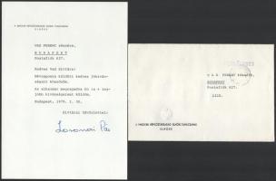 1979 Losonczi Pál államfő, miniszter által aláírt fejléces levél és borítékja