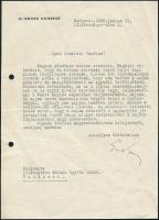 1939 Bp., Gratz Gusztáv külügyminiszter, író által aláírt levél