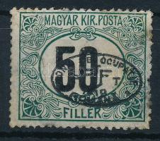 Debrecen I. 1919 Portó 50f (papírelvékonyodás, gumihibák) / Mi P 1Y (thin paper, gum disturbances) Signed: Bodor