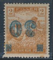 Temesvár 1919 Arató 30f/2f kék fordított felülnyomással (rozsda) / Mi 6a with inverted overprint (stain) Signed: Bodor Certificate: Barabassy