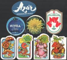 1984-1990 Egyedi formájú kártyanaptárak, közte Fővárosi Nyomdaipari Vállalat (FNYV), Vetőmag Vállalat, stb., 8 db