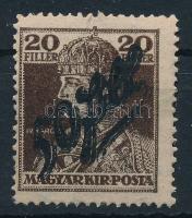 Temesvár 1919 Károly 20f próbanyomat / Mi 4 with black overprint Signed: Bodor