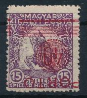Temesvár 1919 Hadisegély 40f/15f piros, elcsúszott, fordított felülnyomással / Mi P4b with shifted, inverted, red overprint Signed: Bodor