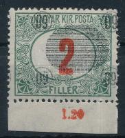 Temesvár 1919 Portó 60f/2f fekete fordított felülnyomással (ránc) / Mi P5a with inverted overprint (crease) Signed: Bodor