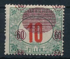 Temesvár 1919 Portó 60f/10f elcsúszott felülnyomással / Mi P6b with shifted overprint Signed: Bodor