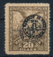 Debrecen II. 1920 20f kettős, egyik fordított felülnyomással / Mi 83x with double, one inverted overprint Signed: Bodor